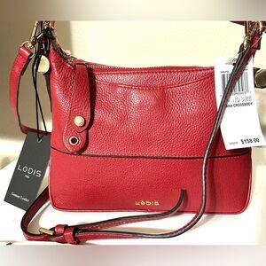 Lodis Red Leather Crossbody Bag